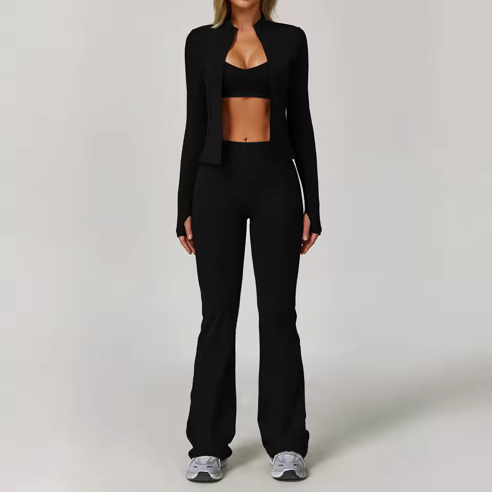 3PCS Yoga Suit Sports Set Gym Set Women Tracksuit Running Workout Clothes Long Sleeve Sports Bra Athletic Wear Yoga Clothing