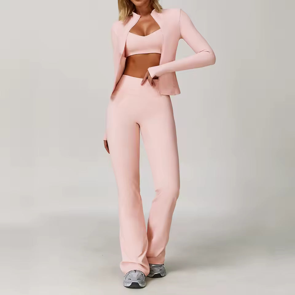 3PCS Yoga Suit Sports Set Gym Set Women Tracksuit Running Workout Clothes Long Sleeve Sports Bra Athletic Wear Yoga Clothing