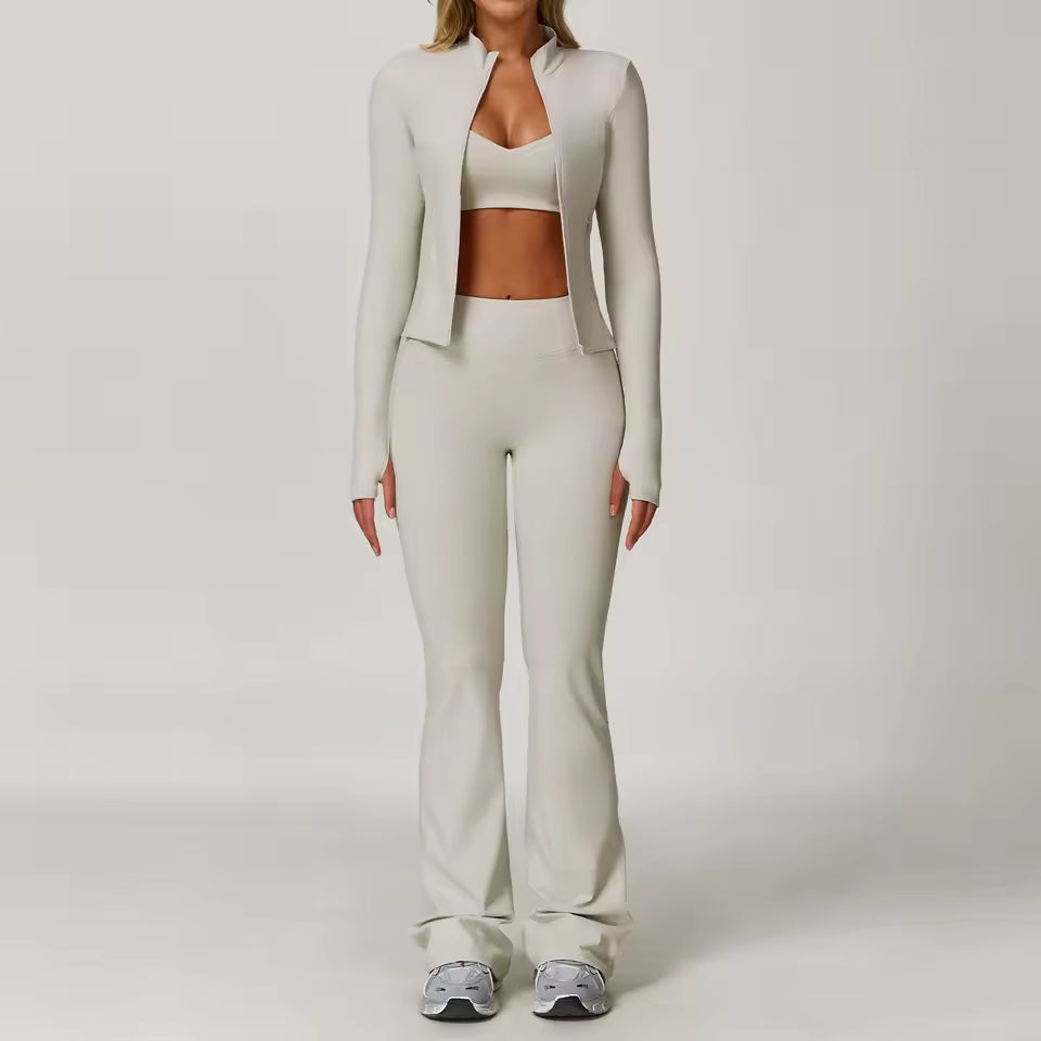 3PCS Yoga Suit Sports Set Gym Set Women Tracksuit Running Workout Clothes Long Sleeve Sports Bra Athletic Wear Yoga Clothing
